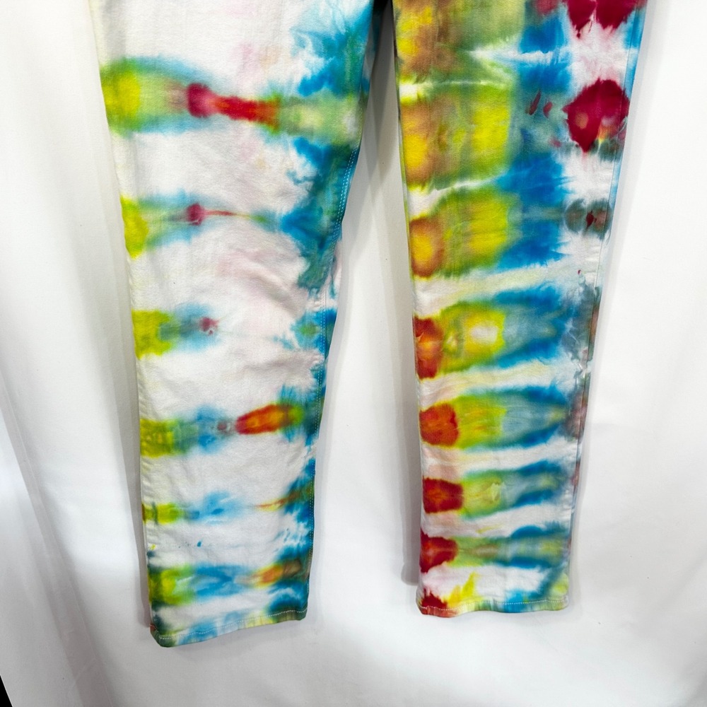Lee Size 12 Jeans Handmade Tie Dye Jeans High Rise Straight Leg Festival 636 - Picture 4 of 11
